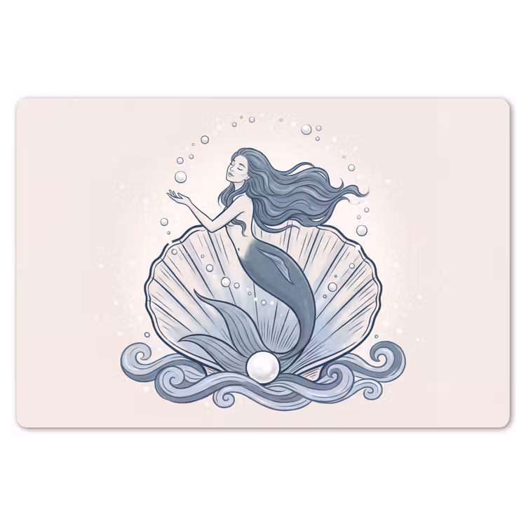 Placemat - 6 stuks - Zeemeermin - Schelp - Zee - Fantasie - Blauw — 7