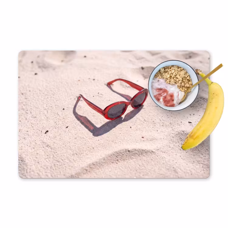 Placemat - 6 stuks - Zonnebril - Strand - Vakantie - Rood — 1