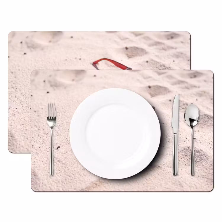 Placemat - 6 stuks - Zonnebril - Strand - Vakantie - Rood — 2