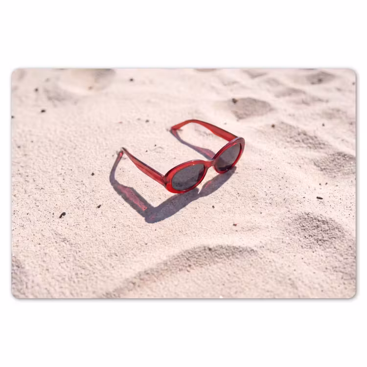 Placemat - 6 stuks - Zonnebril - Strand - Vakantie - Rood — 7