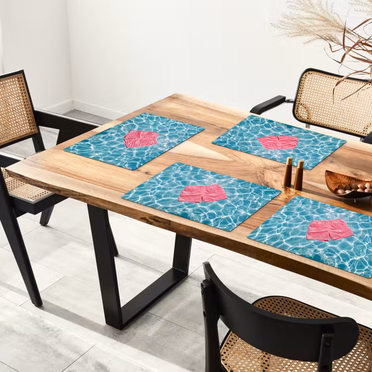 Placemat - 6 stuks - Zwemkleding - Gestreept - Water - Zomer - Rood-wit — 5
