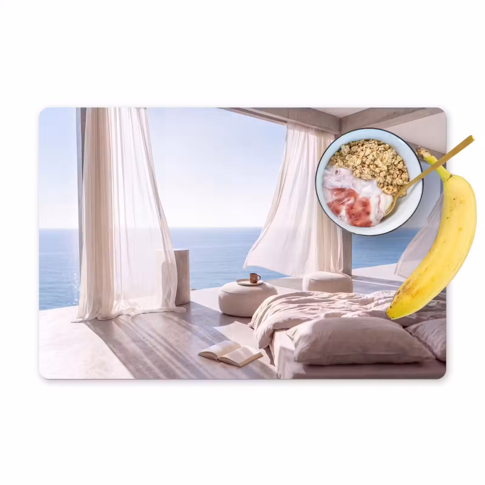 Placemat - 6 stuks - Interieur - Zeezicht - Modern - Rust - Beige — 1