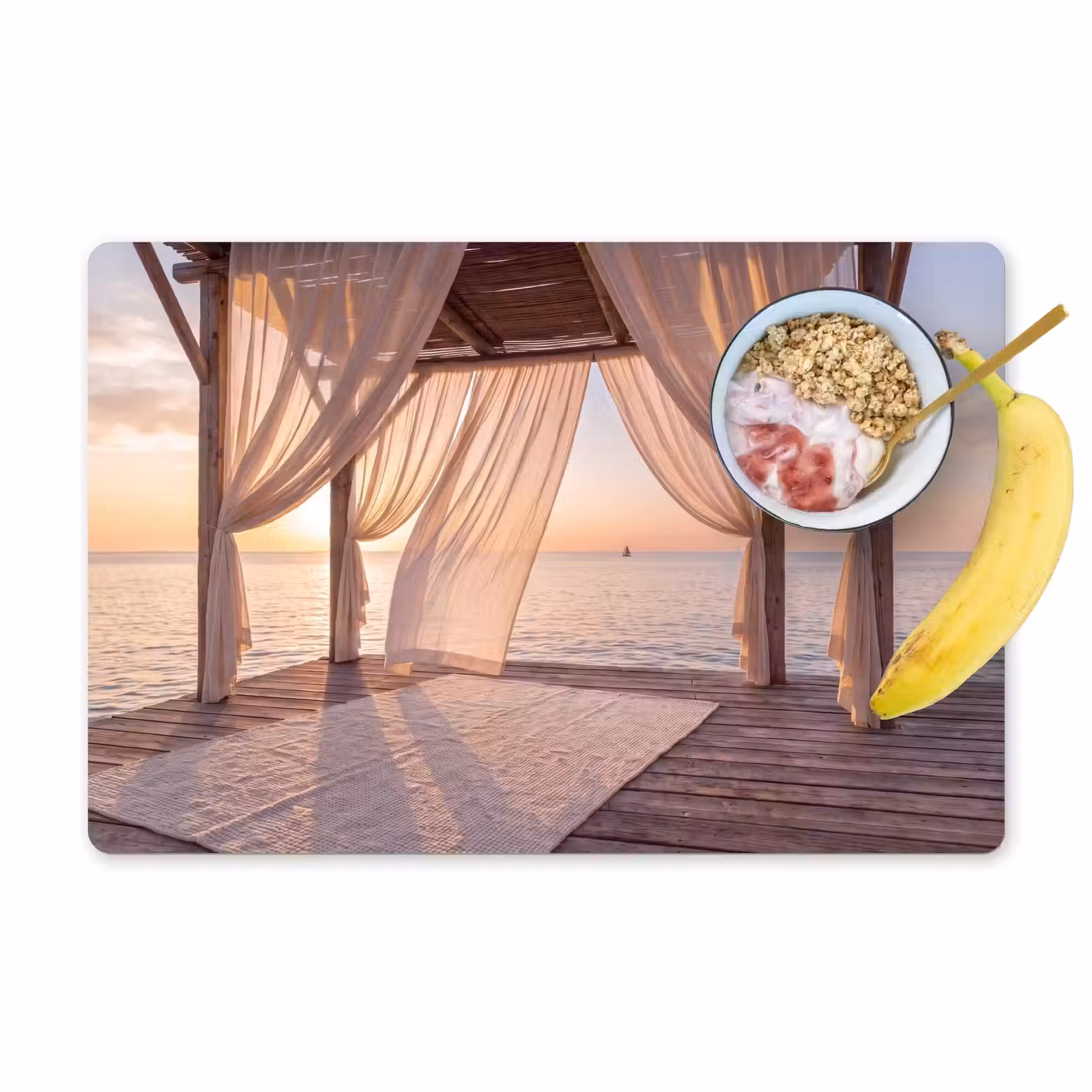 Placemat - 6 stuks - Overkapping - Zee - Zonsondergang - Vakantie - Rust — 1