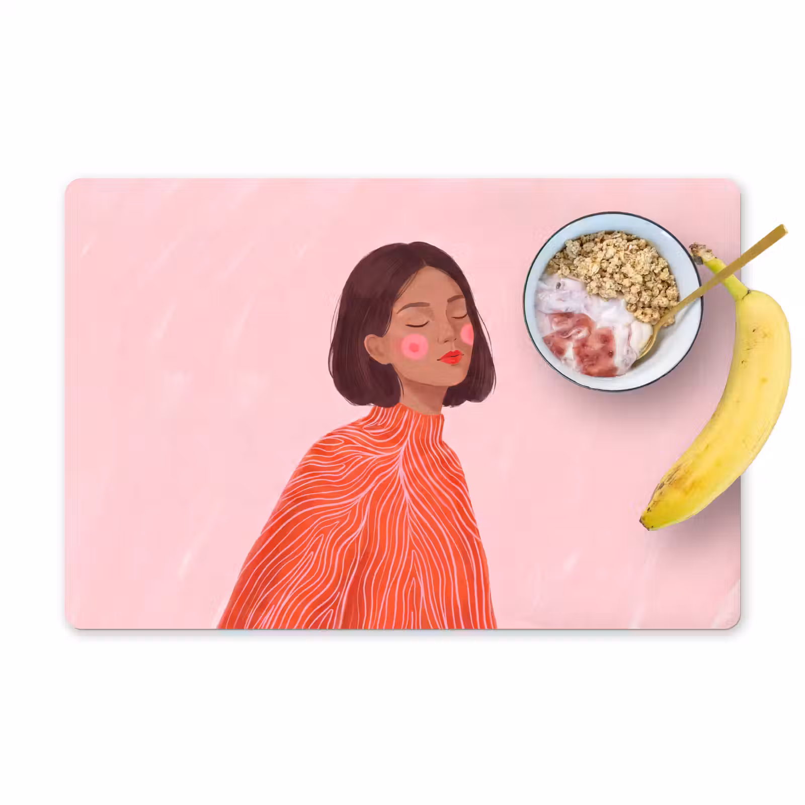 Placemat - 6 stuks - Vrouw - Portret - Modern - Kunst - Roze — 1