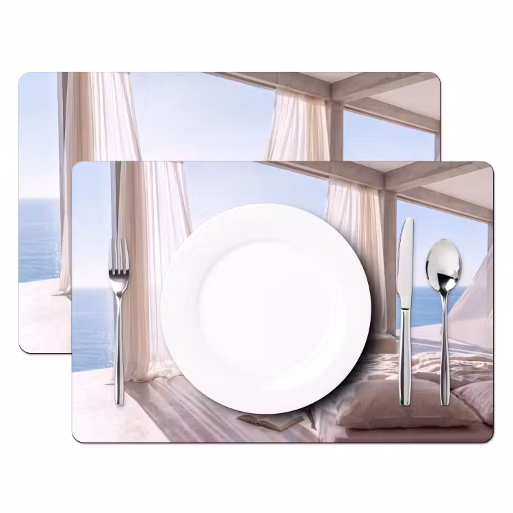 Placemat - 6 stuks - Interieur - Zeezicht - Modern - Rust - Beige — 2