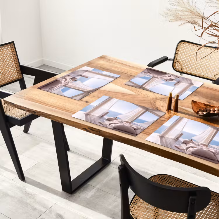 Placemat - 6 stuks - Interieur - Zeezicht - Modern - Rust - Beige — 5