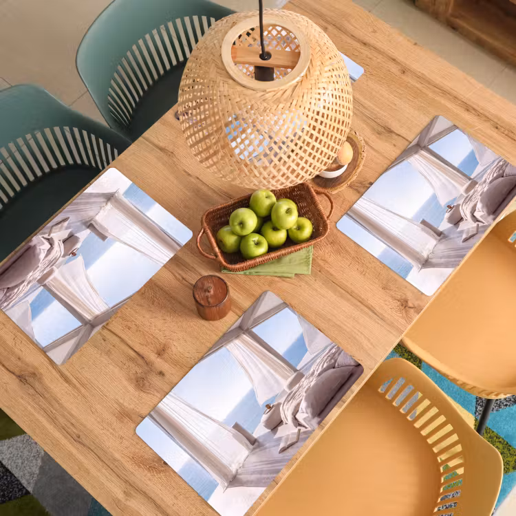 Placemat - 6 stuks - Interieur - Zeezicht - Modern - Rust - Beige — 6