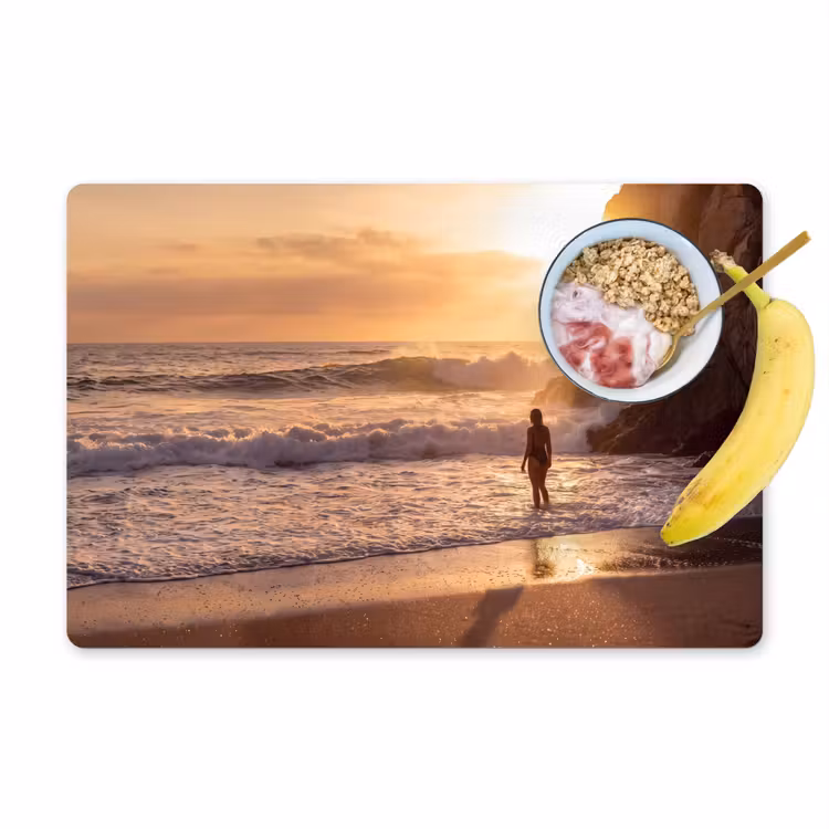 Placemat - 6 stuks - Mensen - Oceaan - Zonsondergang - Kust - Goud — 1