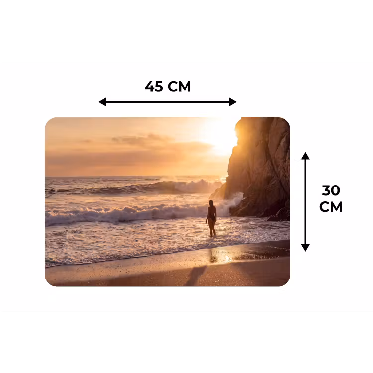 Placemat - 6 stuks - Mensen - Oceaan - Zonsondergang - Kust - Goud — 3