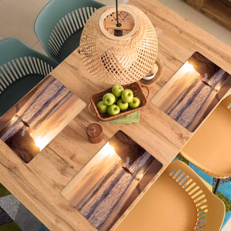 Placemat - 6 stuks - Mensen - Oceaan - Zonsondergang - Kust - Goud — 6
