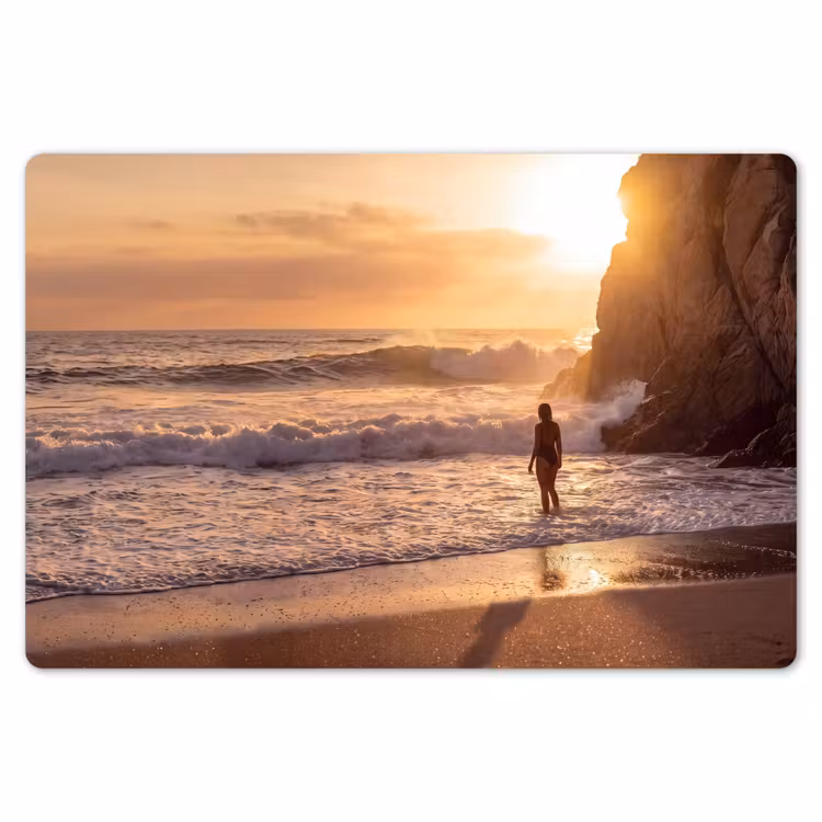 Placemat - 6 stuks - Mensen - Oceaan - Zonsondergang - Kust - Goud — 7