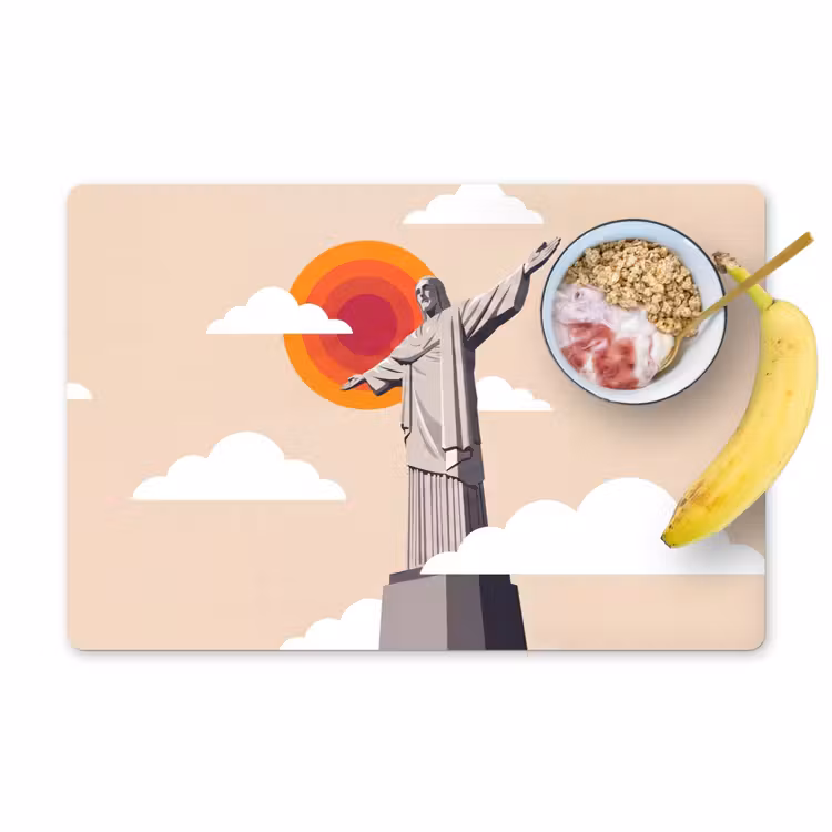 Placemat - 6 stuks - Monument - Stad - Zonsondergang - Minimalistisch - Oranje — 1