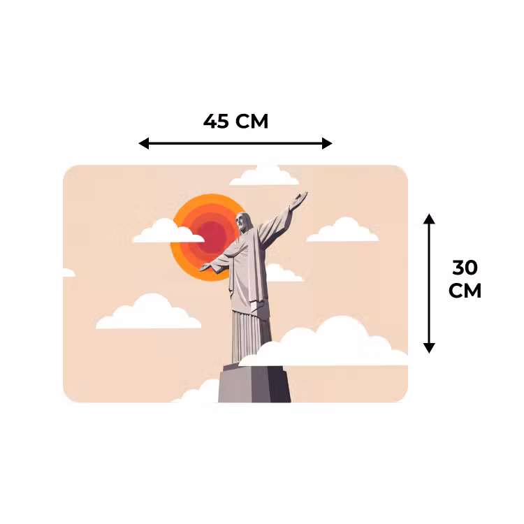 Placemat - 6 stuks - Monument - Stad - Zonsondergang - Minimalistisch - Oranje — 3