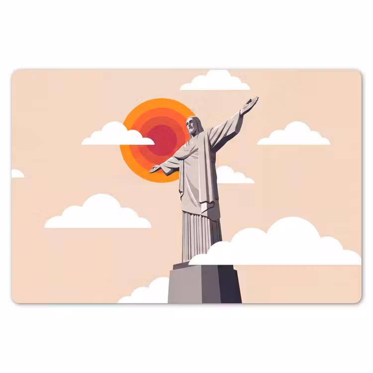 Placemat - 6 stuks - Monument - Stad - Zonsondergang - Minimalistisch - Oranje — 7