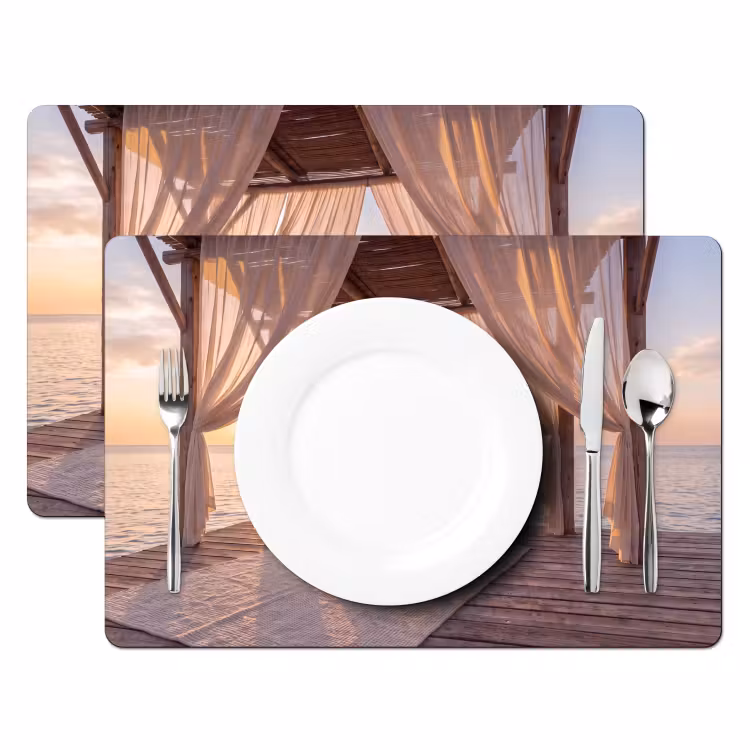 Placemat - 6 stuks - Overkapping - Zee - Zonsondergang - Vakantie - Rust — 2