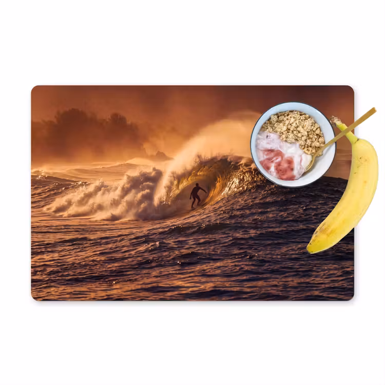 Placemat - 6 stuks - Surfer - Golf - Oceaan - Sport - Oranje — 1