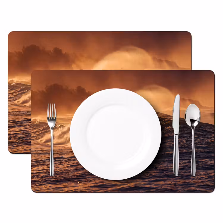 Placemat - 6 stuks - Surfer - Golf - Oceaan - Sport - Oranje — 2