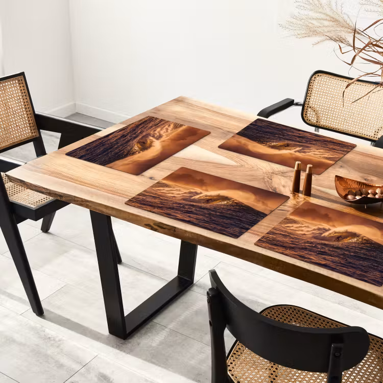 Placemat - 6 stuks - Surfer - Golf - Oceaan - Sport - Oranje — 5
