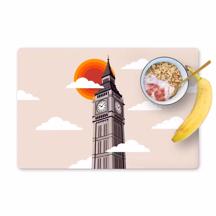 Placemat - 6 stuks - Toren - Klok - Londen - Architectuur - Retro — 1