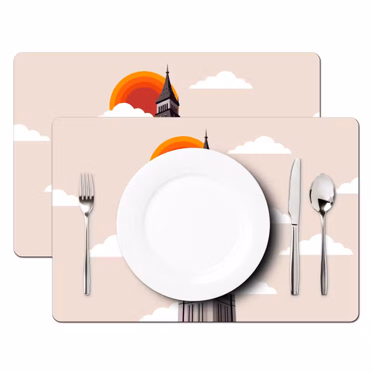 Placemat - 6 stuks - Toren - Klok - Londen - Architectuur - Retro — 2