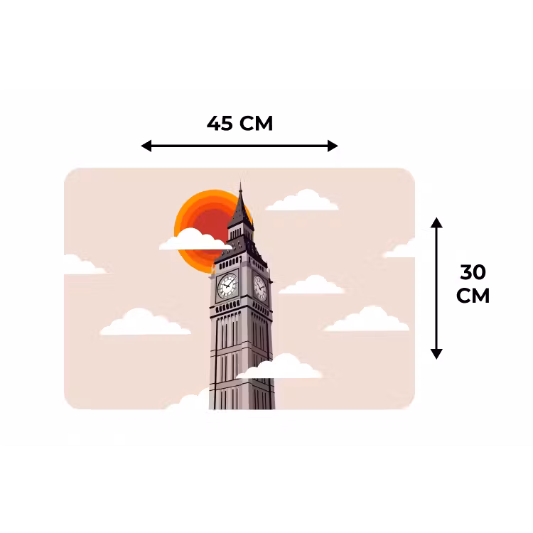 Placemat - 6 stuks - Toren - Klok - Londen - Architectuur - Retro — 3