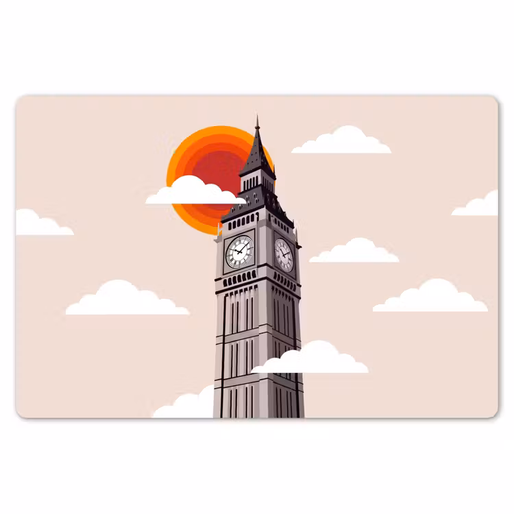 Placemat - 6 stuks - Toren - Klok - Londen - Architectuur - Retro — 7