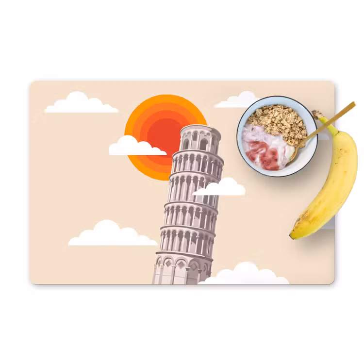 Placemat - 6 stuks - Toren - Pisa - Architectuur - Minimalistisch - Beige — 1
