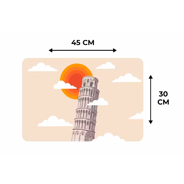 Placemat - 6 stuks - Toren - Pisa - Architectuur - Minimalistisch - Beige — 3