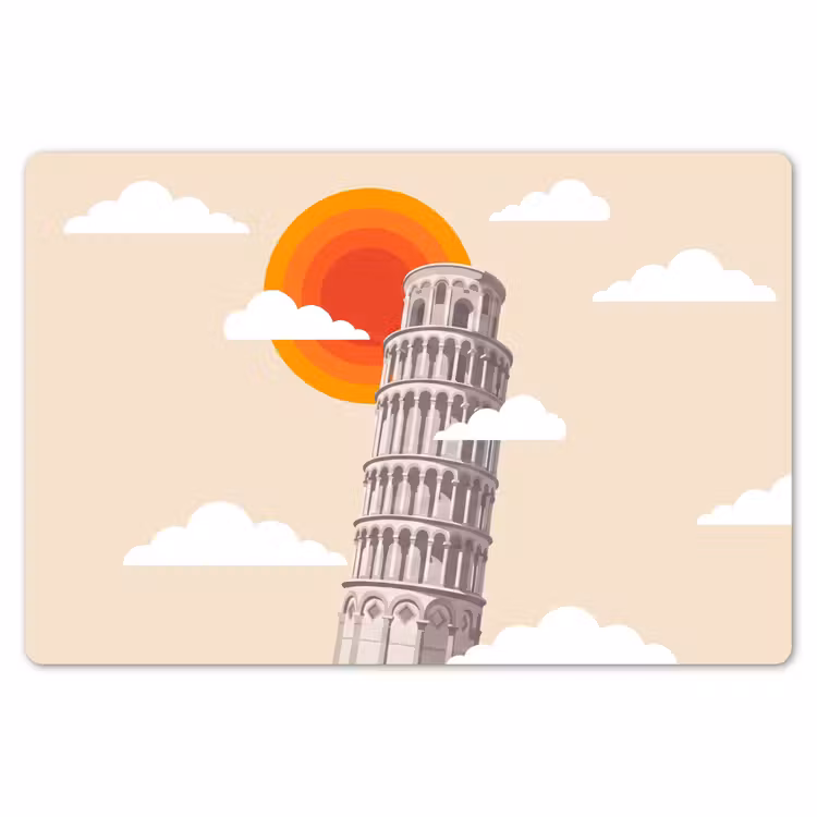 Placemat - 6 stuks - Toren - Pisa - Architectuur - Minimalistisch - Beige — 7