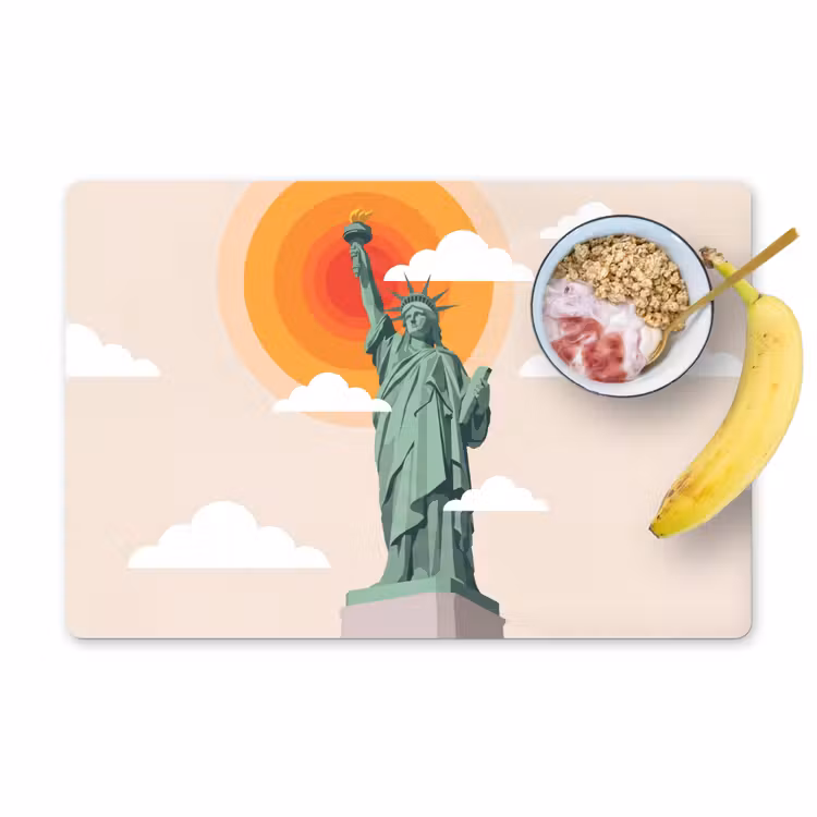 Placemat - 6 stuks - Vrijheidsbeeld - New York - Zon - Modern — 1
