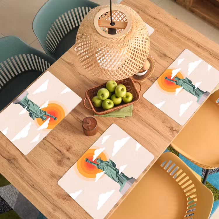 Placemat - 6 stuks - Vrijheidsbeeld - New York - Zon - Modern — 6