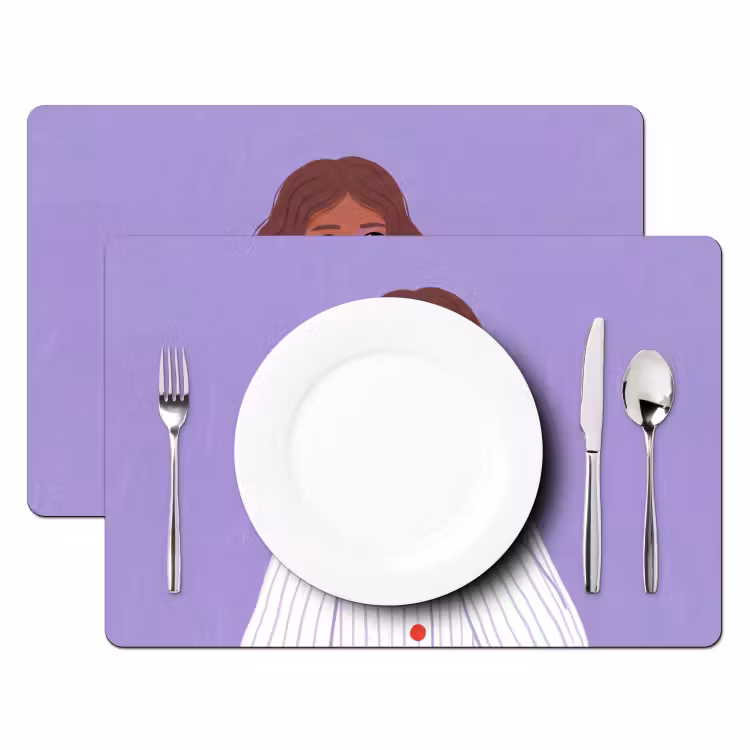Placemat - 6 stuks - Vrouw - Gezicht - Mensen - Abstract - Kleurrijk — 2