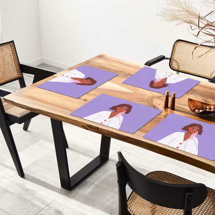 Placemat - 6 stuks - Vrouw - Gezicht - Mensen - Abstract - Kleurrijk — 5