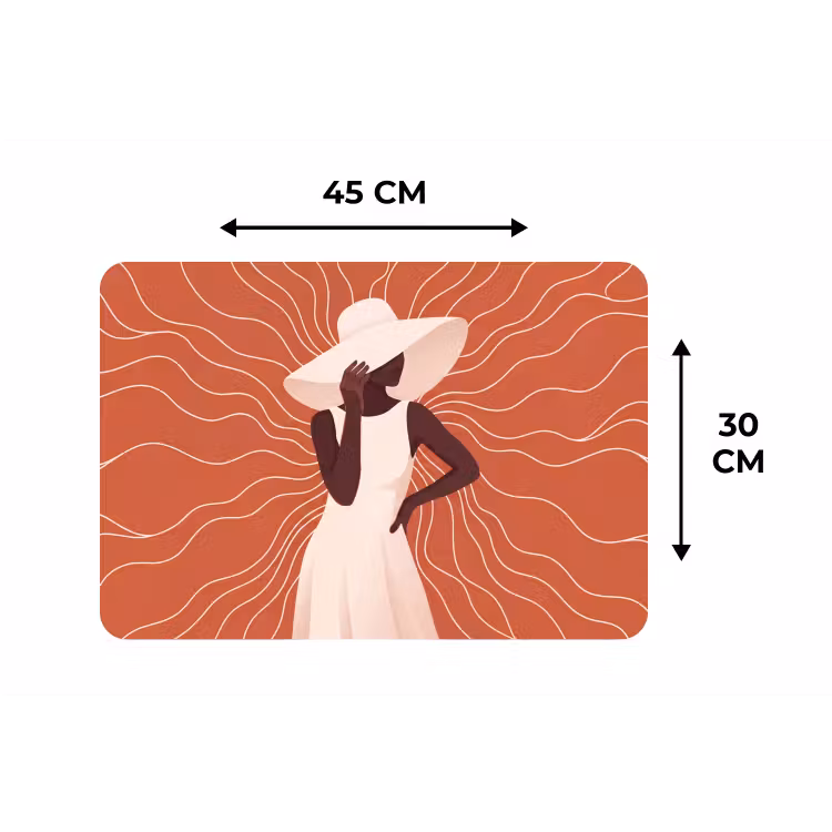 Placemat - 6 stuks - Vrouw - Hoed - Portret - Modern - Beige — 3