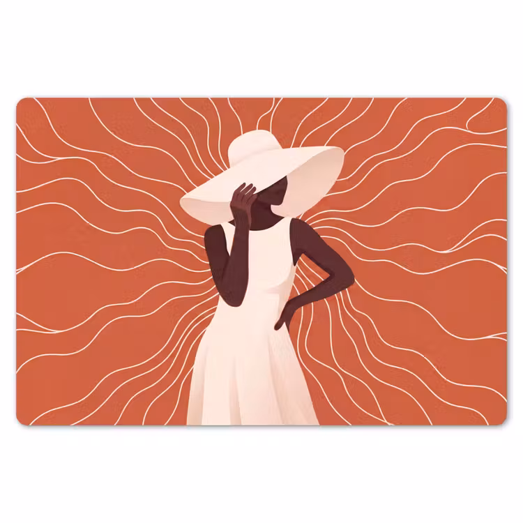 Placemat - 6 stuks - Vrouw - Hoed - Portret - Modern - Beige — 7