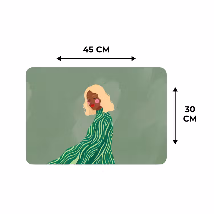 Placemat - 6 stuks - Vrouw - Portret - Illustratie - Modern - Groen — 3