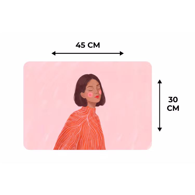 Placemat - 6 stuks - Vrouw - Portret - Modern - Kunst - Roze — 3