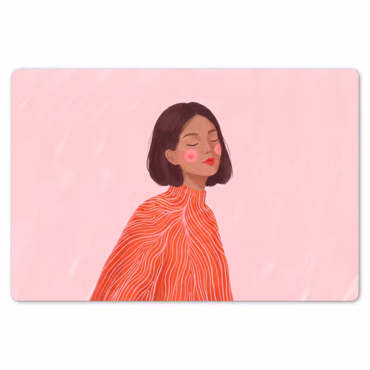 Placemat - 6 stuks - Vrouw - Portret - Modern - Kunst - Roze — 7