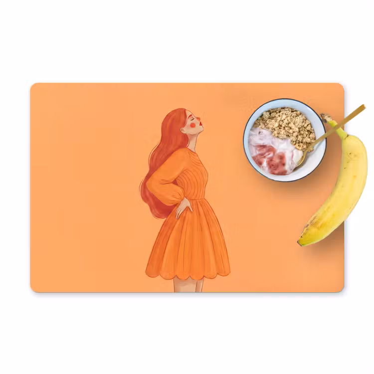 Placemat - 6 stuks - Vrouw - Profiel - Mensen - Modern - Oranje — 1