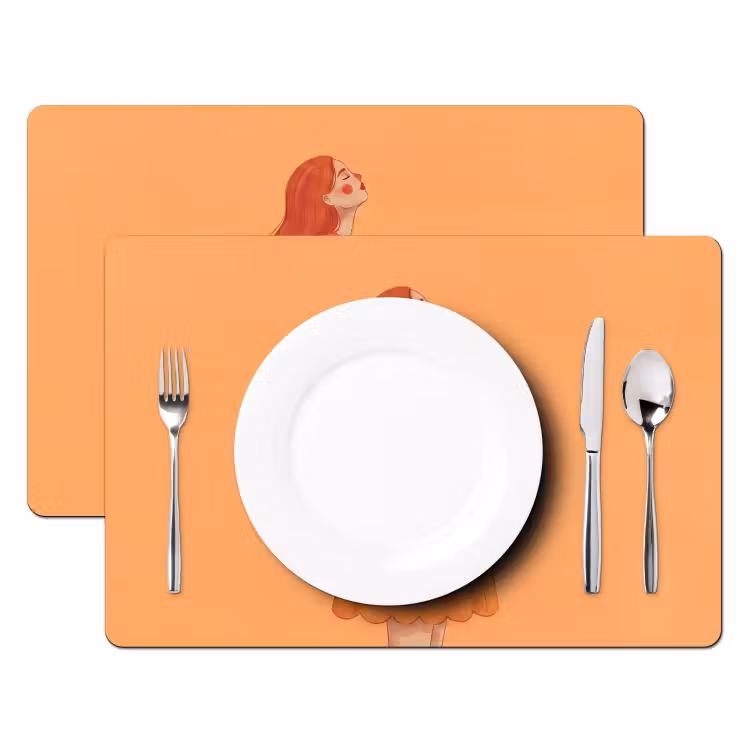 Placemat - 6 stuks - Vrouw - Profiel - Mensen - Modern - Oranje — 2