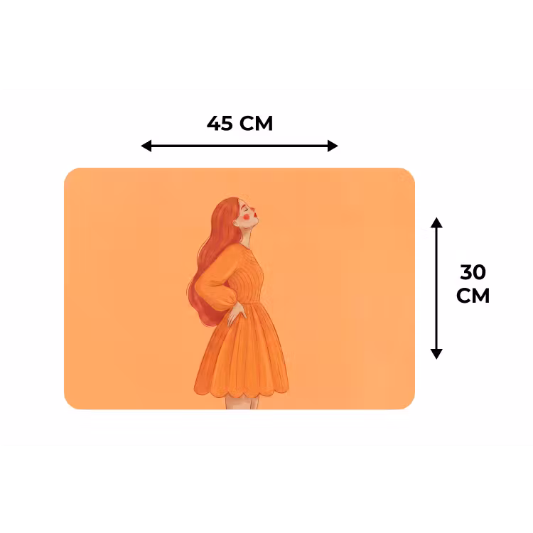 Placemat - 6 stuks - Vrouw - Profiel - Mensen - Modern - Oranje — 3