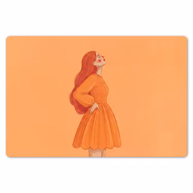 Placemat - 6 stuks - Vrouw - Profiel - Mensen - Modern - Oranje — 7