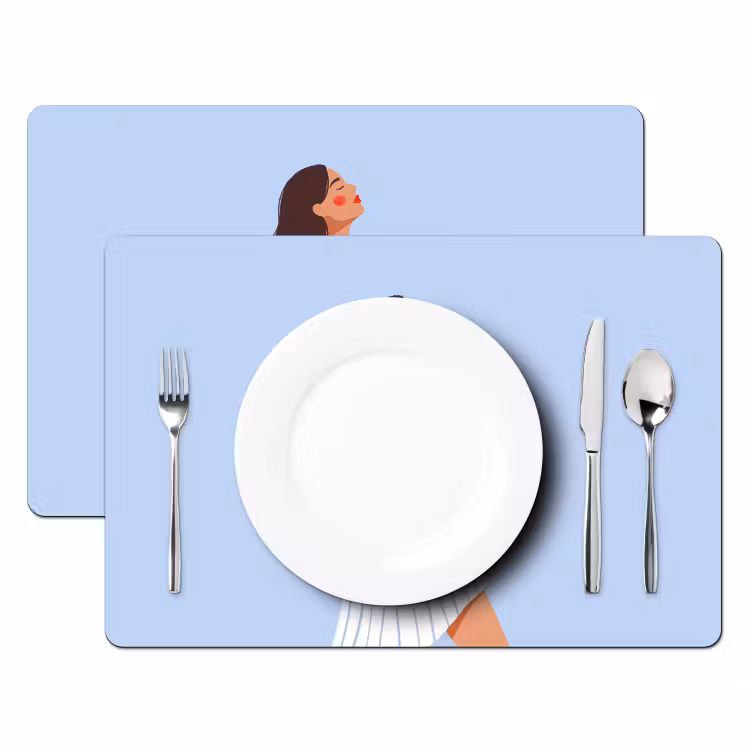 Placemat - 6 stuks - Vrouw - Profiel - Rust - Modern - Illustratie — 2