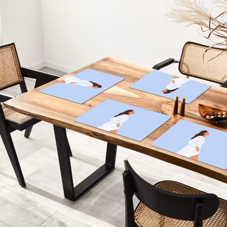 Placemat - 6 stuks - Vrouw - Profiel - Rust - Modern - Illustratie — 5