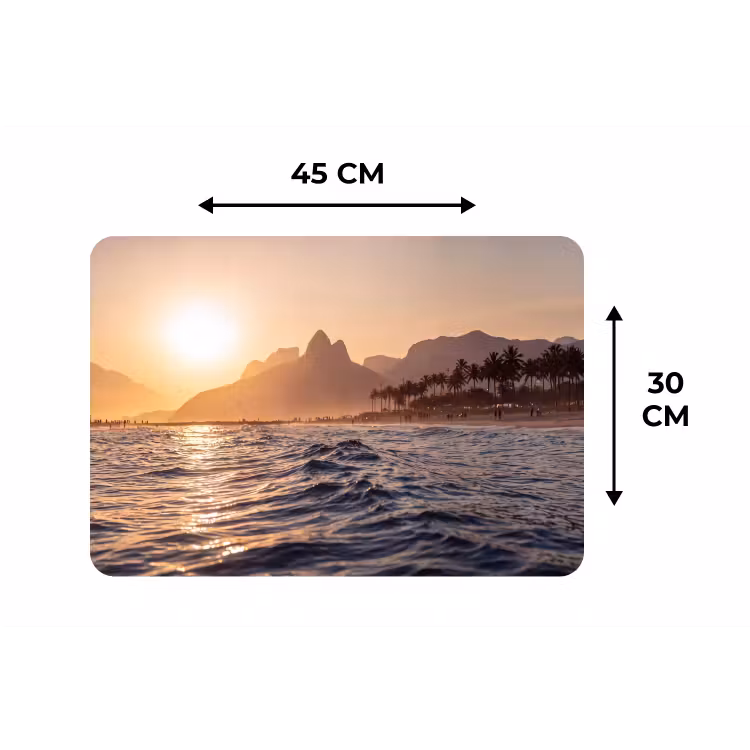 Placemat - 6 stuks - Zee - Golven - Zonsondergang - Kust - Goud — 3