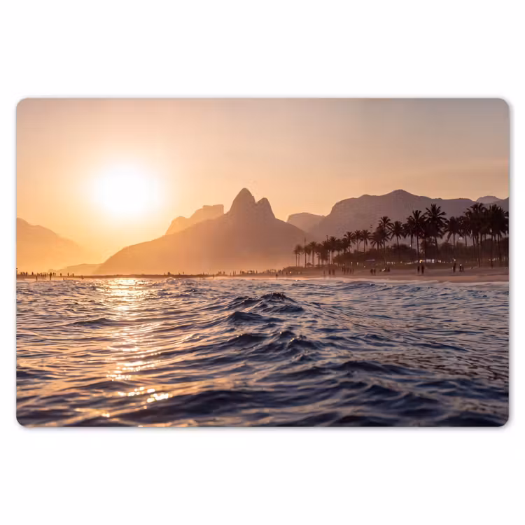 Placemat - 6 stuks - Zee - Golven - Zonsondergang - Kust - Goud — 7