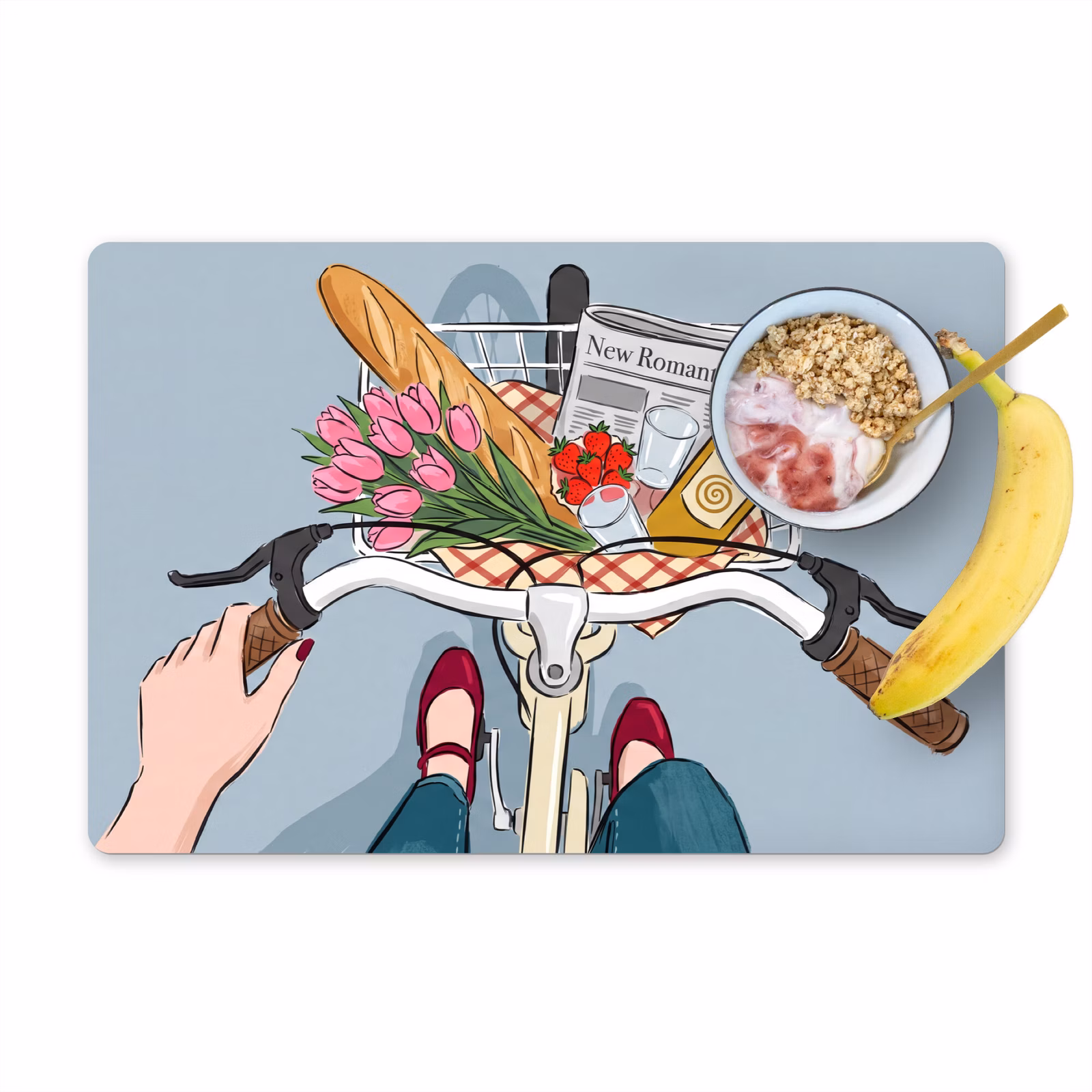 Placemat - 6 stuks - Fiets - Picknick - Zomer - Illustratie — 1