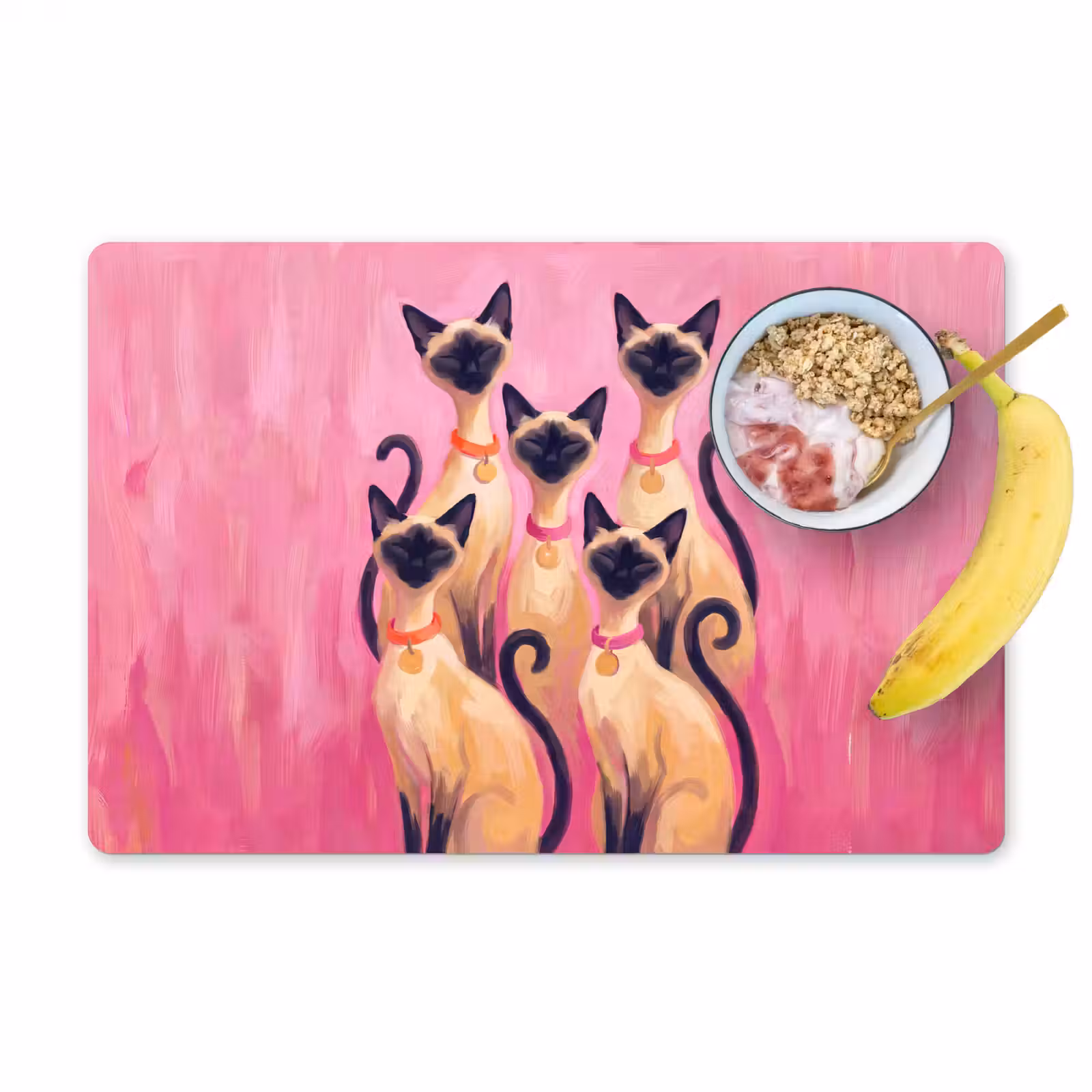 Placemat - 6 stuks - Kat - Groep - Dieren - Modern - Roze — 1