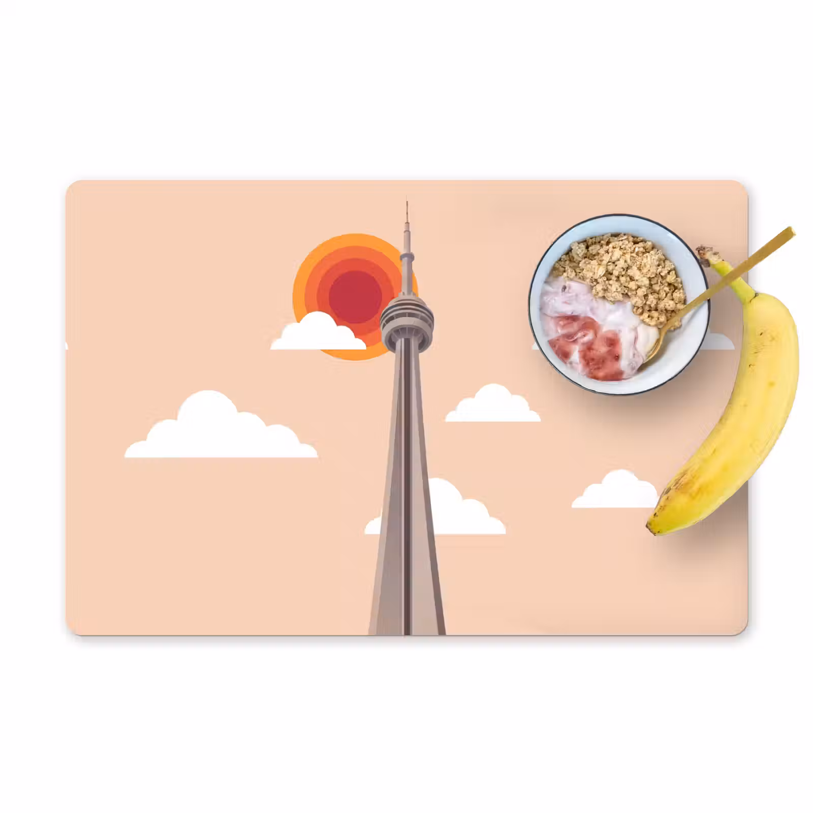 Placemat - 6 stuks - Stad - Gebouw - Architectuur - Retro - Oranje — 1