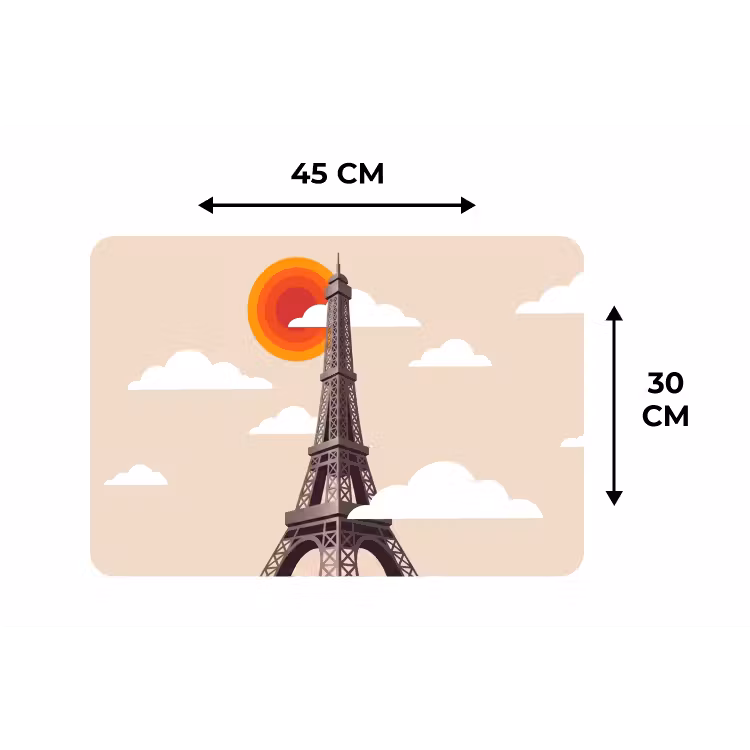Placemat - 6 stuks - Eiffeltoren - Zon - Architectuur - Abstract - Beige — 3